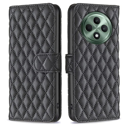 BINFEN COLOR BF Style-14 For Oppo Reno12 F 5G Wallet Case Rhombus PU Leather Phone Cover