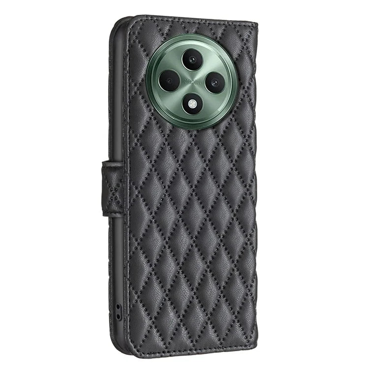 BINFEN COLOR BF Style-14 For Oppo Reno12 F 5G Wallet Case Rhombus PU Leather Phone Cover