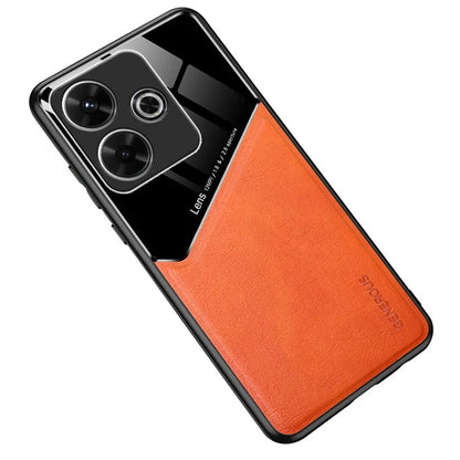 For Xiaomi Redmi Note 13R 5G Case Leather Coated PC+TPU Phone Cover Anti-Slip