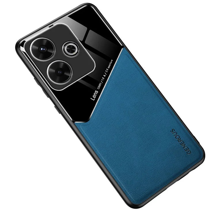 For Xiaomi Redmi Note 13R 5G Case Leather Coated PC+TPU Phone Cover Anti-Slip