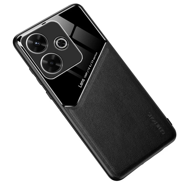 For Xiaomi Redmi Note 13R 5G Case Leather Coated PC+TPU Phone Cover Anti-Slip