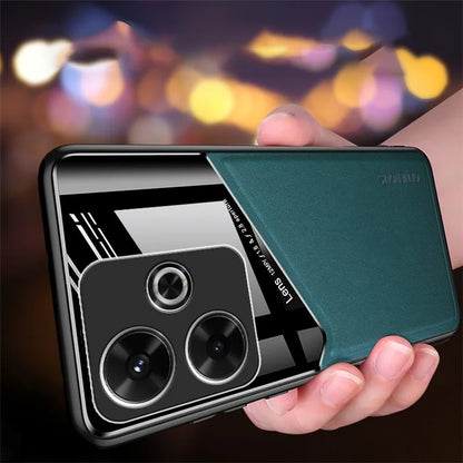 For Xiaomi Redmi Note 13R 5G Case Leather Coated PC+TPU Phone Cover Anti-Slip