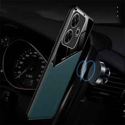 For Xiaomi Redmi Note 13R 5G Case Leather Coated PC+TPU Phone Cover Anti-Slip