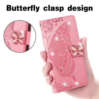 For Google Pixel 8 Case Butterfly Flower Leather Phone Cover 3D Rhinestone Decor