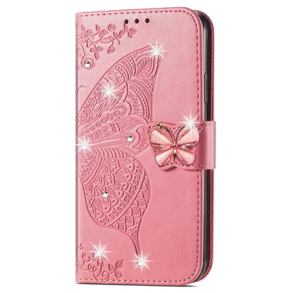 For Google Pixel 8 Case Butterfly Flower Leather Phone Cover 3D Rhinestone Decor
