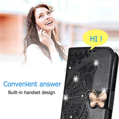 For Google Pixel 8 Case Butterfly Flower Leather Phone Cover 3D Rhinestone Decor