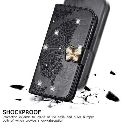 For Google Pixel 8 Case Butterfly Flower Leather Phone Cover 3D Rhinestone Decor