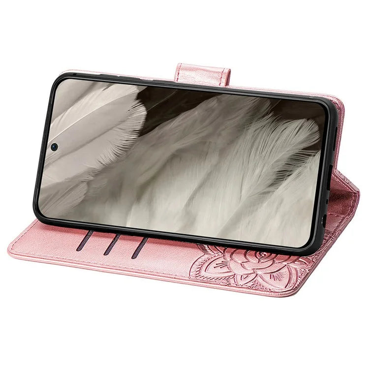 For Google Pixel 8 Case Butterfly Flower Leather Phone Cover 3D Rhinestone Decor