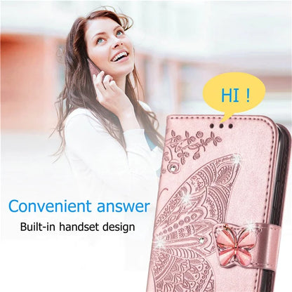 For Google Pixel 8 Case Butterfly Flower Leather Phone Cover 3D Rhinestone Decor