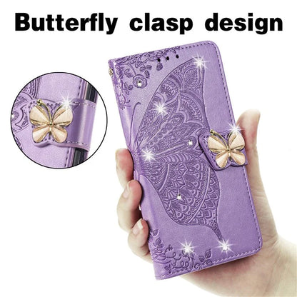 For Google Pixel 8 Case Butterfly Flower Leather Phone Cover 3D Rhinestone Decor