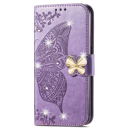 For Google Pixel 8 Case Butterfly Flower Leather Phone Cover 3D Rhinestone Decor