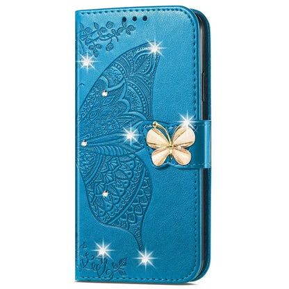For Google Pixel 8 Case Butterfly Flower Leather Phone Cover 3D Rhinestone Decor