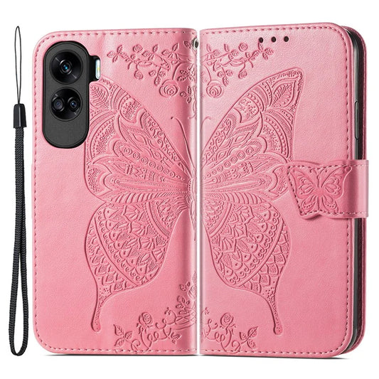 For Honor 90 Lite 5G Case Wallet Butterfly Flower PU Leather Phone Cover