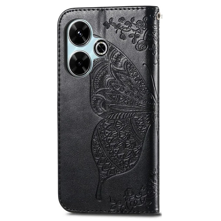 For Xiaomi Redmi 13 5G / 13 4G Case Stand PU Leather Phone Cover Butterfly and Flower Imprinted