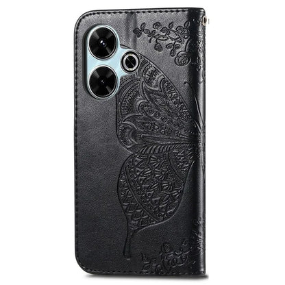 For Xiaomi Redmi 13 5G / 13 4G Case Stand PU Leather Phone Cover Butterfly and Flower Imprinted