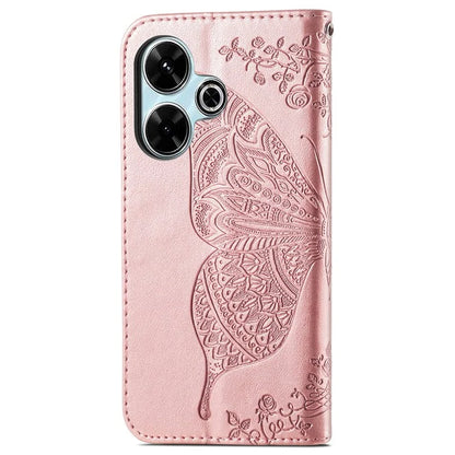 For Xiaomi Redmi 13 5G / 13 4G Case Stand PU Leather Phone Cover Butterfly and Flower Imprinted