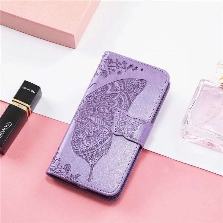 For Xiaomi Redmi 13 5G / 13 4G Case Stand PU Leather Phone Cover Butterfly and Flower Imprinted