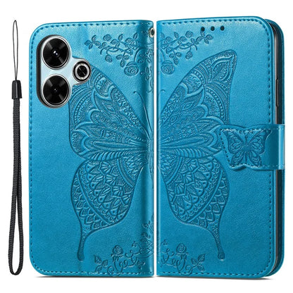 For Xiaomi Redmi 13 5G / 13 4G Case Stand PU Leather Phone Cover Butterfly and Flower Imprinted