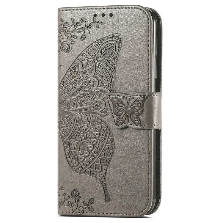 For Xiaomi Redmi 13 5G / 13 4G Case Stand PU Leather Phone Cover Butterfly and Flower Imprinted