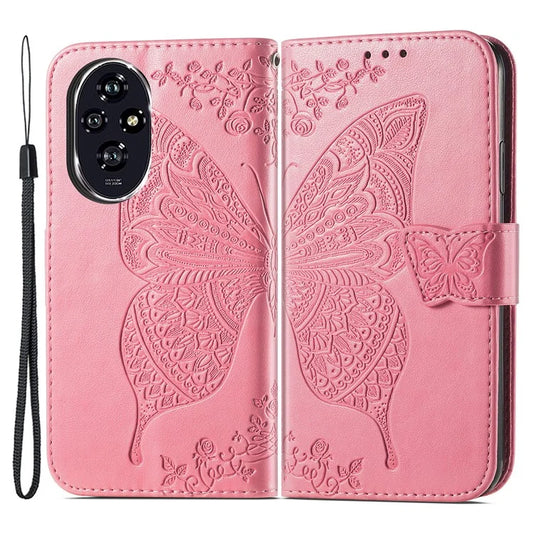 For Honor 200 5G Case Butterfly PU Leather Phone Cover Card Slots Stand Flip