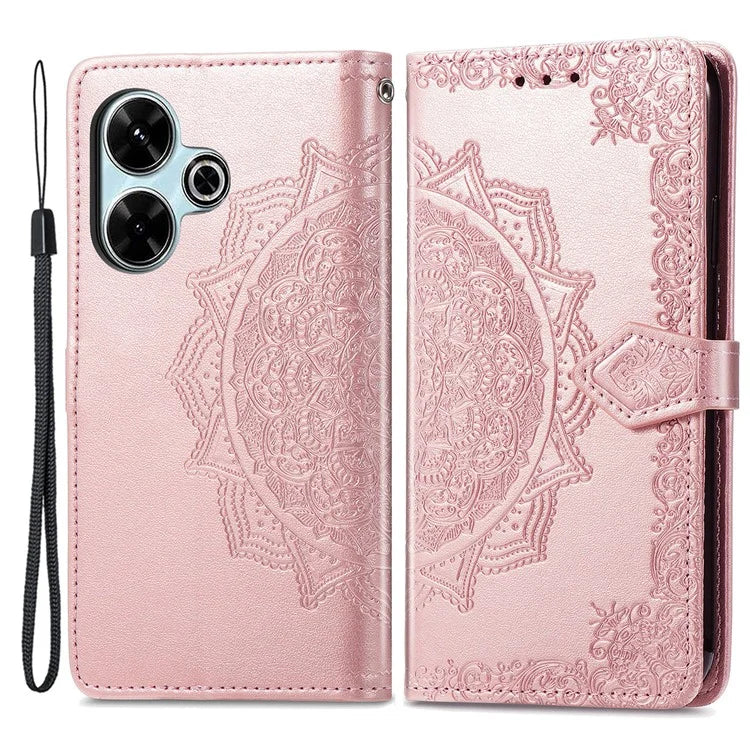 For Xiaomi Redmi 13 5G / 13 4G Case Leather Phone Cover Mandala Embossed Design