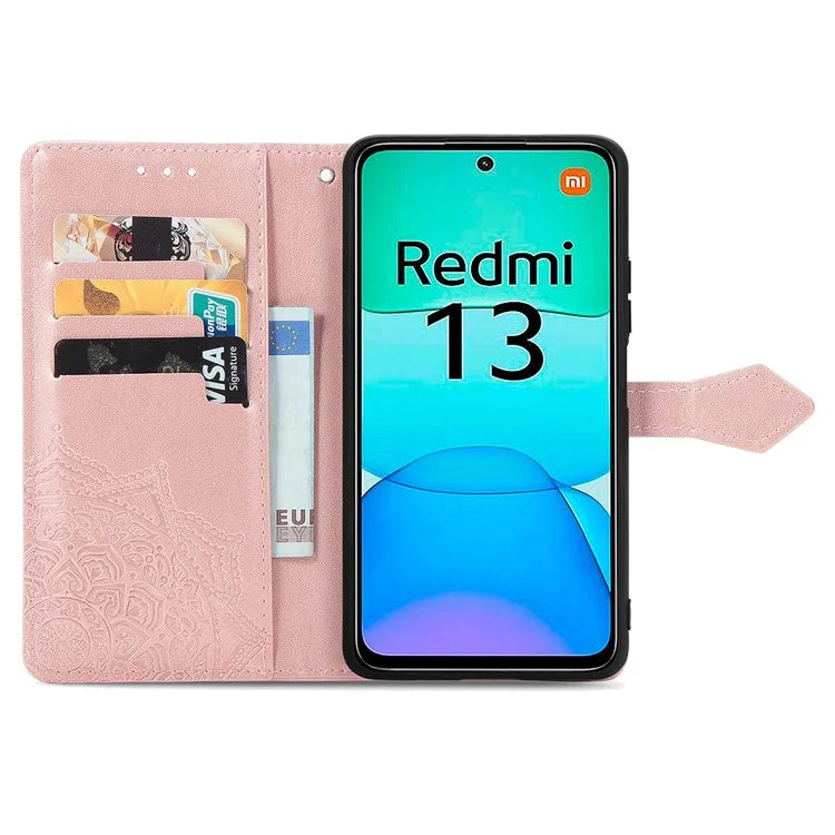 For Xiaomi Redmi 13 5G / 13 4G Case Leather Phone Cover Mandala Embossed Design