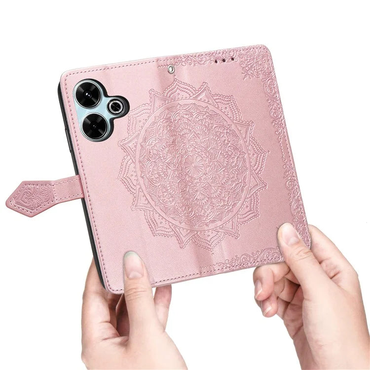 For Xiaomi Redmi 13 5G / 13 4G Case Leather Phone Cover Mandala Embossed Design