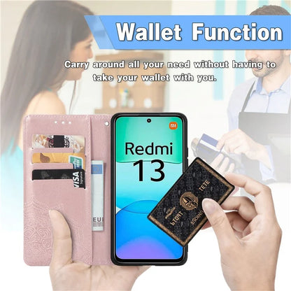 For Xiaomi Redmi 13 5G / 13 4G Case Leather Phone Cover Mandala Embossed Design
