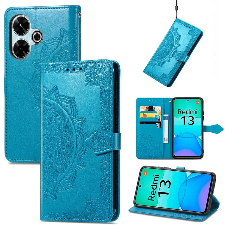 For Xiaomi Redmi 13 5G / 13 4G Case Leather Phone Cover Mandala Embossed Design
