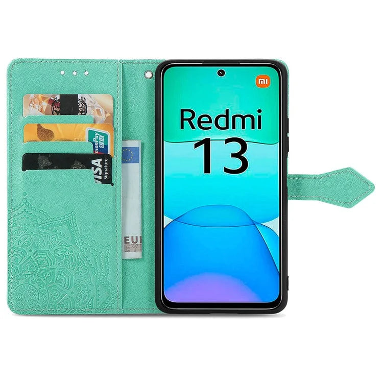 For Xiaomi Redmi 13 5G / 13 4G Case Leather Phone Cover Mandala Embossed Design