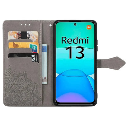 For Xiaomi Redmi 13 5G / 13 4G Case Leather Phone Cover Mandala Embossed Design