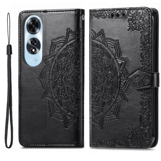 For Oppo A60 4G Case Mandala Embossed Leather Phone Cover Wallet Card Slot Holder