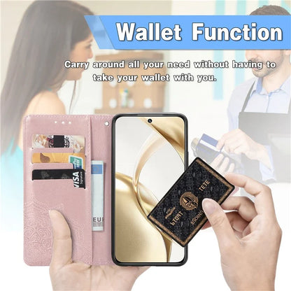 For Honor 200 5G Case PU Leather Flip Phone Cover Embossed Mandala Pattern Flower