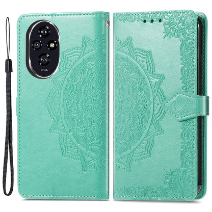For Honor 200 5G Case PU Leather Flip Phone Cover Embossed Mandala Pattern Flower