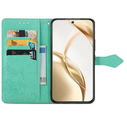 For Honor 200 5G Case PU Leather Flip Phone Cover Embossed Mandala Pattern Flower