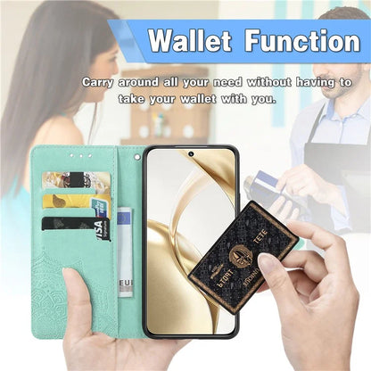 For Honor 200 5G Case PU Leather Flip Phone Cover Embossed Mandala Pattern Flower