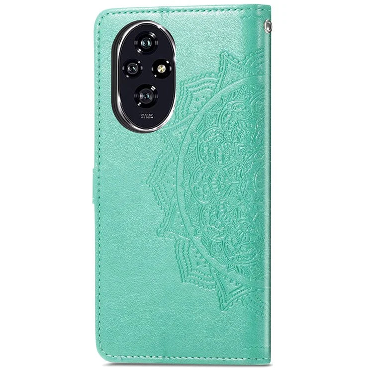 For Honor 200 5G Case PU Leather Flip Phone Cover Embossed Mandala Pattern Flower