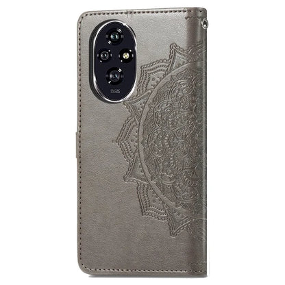 For Honor 200 5G Case PU Leather Flip Phone Cover Embossed Mandala Pattern Flower