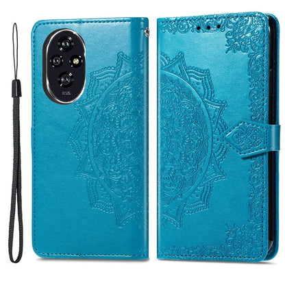 For Honor 200 5G Case PU Leather Flip Phone Cover Embossed Mandala Pattern Flower