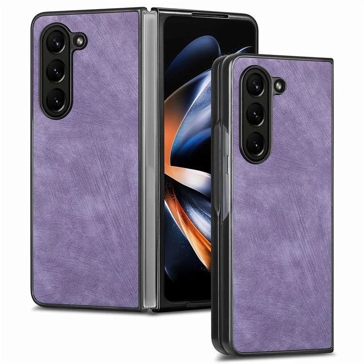 For Samsung Galaxy Z Fold6 5G Case Retro PU Leather Coated PC Folding Phone Cover