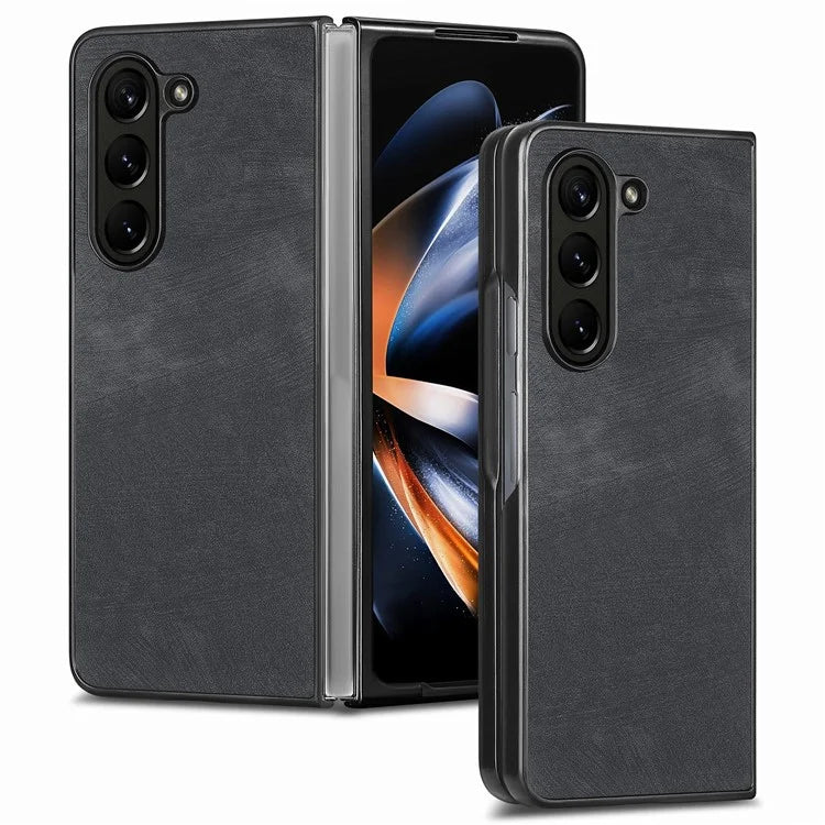 For Samsung Galaxy Z Fold6 5G Case Retro PU Leather Coated PC Folding Phone Cover