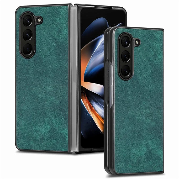 For Samsung Galaxy Z Fold6 5G Case Retro PU Leather Coated PC Folding Phone Cover
