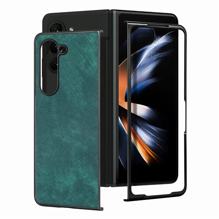 For Samsung Galaxy Z Fold6 5G Case Retro PU Leather Coated PC Folding Phone Cover