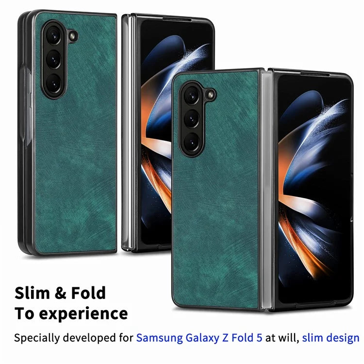 For Samsung Galaxy Z Fold6 5G Case Retro PU Leather Coated PC Folding Phone Cover