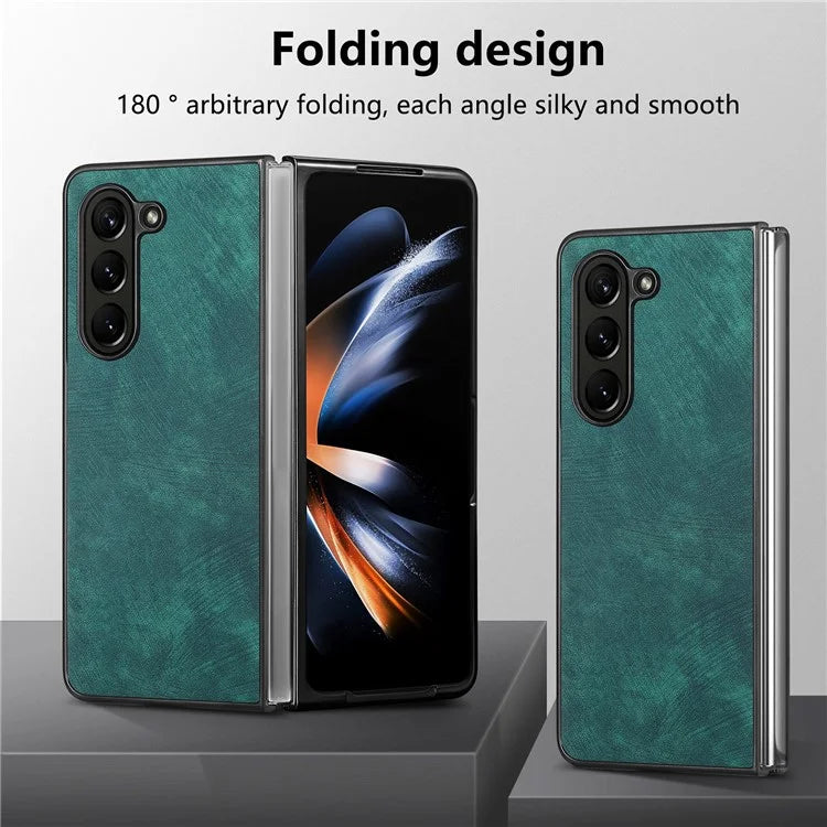 For Samsung Galaxy Z Fold6 5G Case Retro PU Leather Coated PC Folding Phone Cover