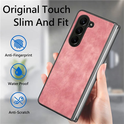 For Samsung Galaxy Z Fold6 5G Case Retro PU Leather Coated PC Folding Phone Cover