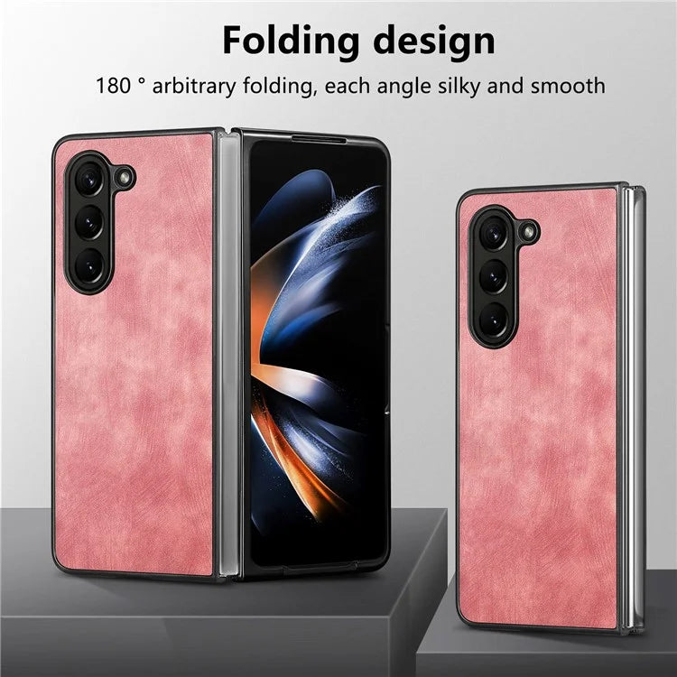 For Samsung Galaxy Z Fold6 5G Case Retro PU Leather Coated PC Folding Phone Cover