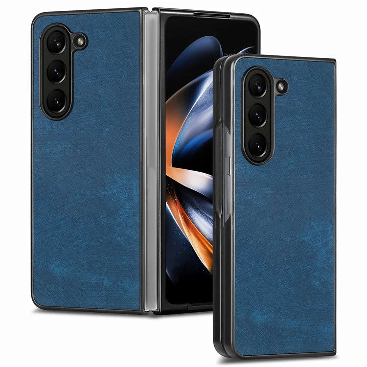 For Samsung Galaxy Z Fold6 5G Case Retro PU Leather Coated PC Folding Phone Cover