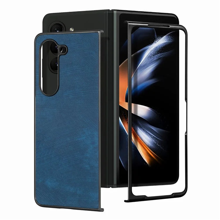 For Samsung Galaxy Z Fold6 5G Case Retro PU Leather Coated PC Folding Phone Cover