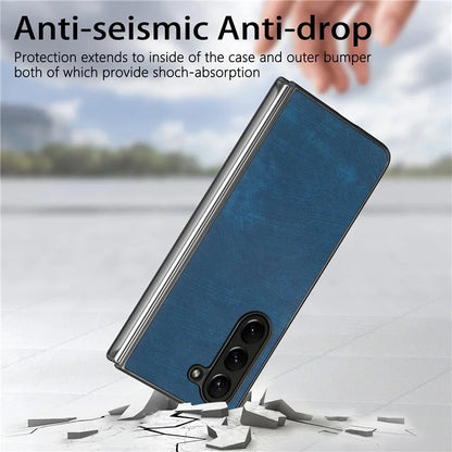 For Samsung Galaxy Z Fold6 5G Case Retro PU Leather Coated PC Folding Phone Cover
